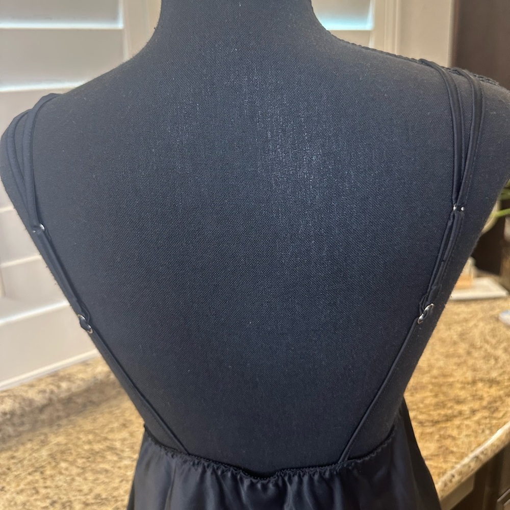 NWOT | Black Lace Satin Slip Nightgown by Cinema Etoile | Medium - Picture 3 of 6